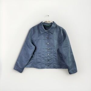 Lemon Grass Women's Faux‎ Suede Jacket Size XL Blue Business Romantic Feminine